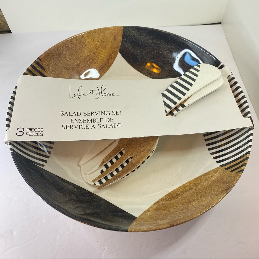 Life at home 13.5” Multicolor bamboo fibre Salad Serving Set